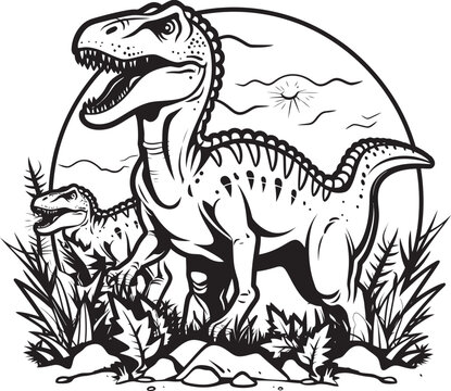 T Rex Tints Dinosaur Line Art Coloring Pages Vector Icon Stegosaurus Scenes Vector Graphics for Dinosaur Line Art Coloring Pages