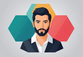 Innovative Hexagonal Silhouette Geometric Background Design in Flat Style Vector Illustration