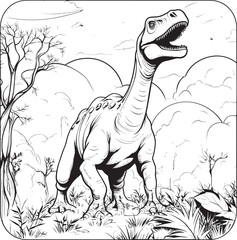 Prehistoric Paradise Vector Graphics for Dinosaur Line Art Coloring Pages Rexs Realm Line Art Coloring Pages Vector Logo with Dinosaurs