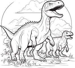 Mesozoic Magic Vector Design for Dinosaur Line Art Coloring Pages Pterodactyl Parade Dinosaur Line Art Coloring Pages Vector Icon