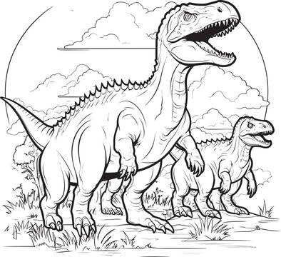 Mesozoic Magic Vector Design for Dinosaur Line Art Coloring Pages Pterodactyl Parade Dinosaur Line Art Coloring Pages Vector Icon