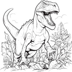 Velociraptor Voyage Line Art Coloring Pages Vector Logo with Dinosaurs Ancient Amazement Vector Design for Dinosaur Line Art Coloring Pages