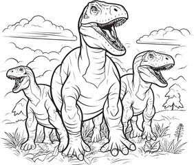 Fossil Fun Dinosaur Line Art Coloring Pages Vector Icon Dino Dreamland Vector Graphics for Dinosaur Line Art Coloring Pages