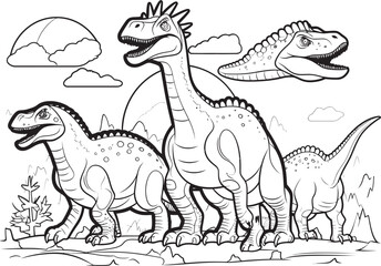 Dino Dreamland Vector Graphics for Dinosaur Line Art Coloring Pages Brontosaurus Bliss Line Art Coloring Pages Vector Logo with Dinosaurs