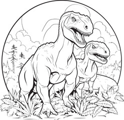 Jurassic Jamboree Vector Design Featuring Dinosaur Line Art Coloring Pages Triceratops Trails Dinosaur Line Art Coloring Pages Vector