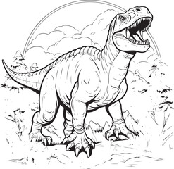 Mesozoic Magic Dinosaur Line Art Coloring Pages Vector Icon T Rex Triumph Vector Graphics for Dinosaur Line Art Coloring Pages