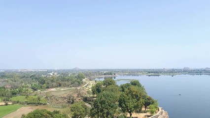 Scenic landscape with lake near Jhansi, Uttar Pradesh