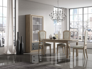 Modern living room interior design with minimalist trend furniture, vintage style, augmented reality, mockup,