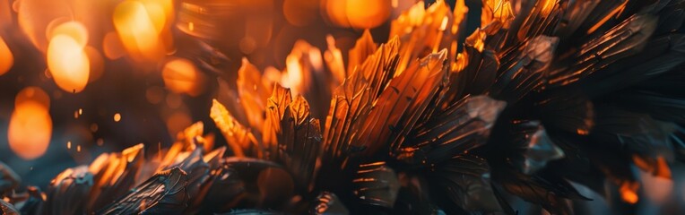 A cluster of bright orange lights seen up close, creating a striking visual display - obrazy, fototapety, plakaty