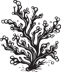 Nautical Notes Vector Logo featuring Doodle Seaweed Illustration as a Melody of the Ocean Marine Melodies Vector Design with Doodle Seaweed Icon for Seascape Harmony