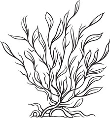 Seashore Symphony Vector Logo with Harmonious Doodle Seaweed Coastal Creativity Doodle Seaweed Vector Design Inspiring Shoreline Ingenuity