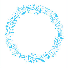 Baptism Template with christian symbols - blue