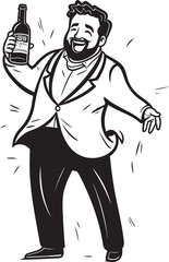 IntoxiFriend Vector Graphics Depicting the Companionship Between a Drunken Man and His Alcohol Bottle Liquor Love Vector Logo Showing a Drunken Man Professing Love to His Beloved Alcohol Bottle