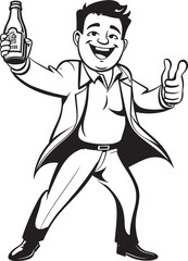 Alcoholic Affection Vector Design Illustrating a Drunken Mans Deep Affection for His Alcohol Bottle Booze Bond Drunken Man Vector Graphics Forming a Special Bond with His Beloved Bottle