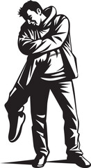 Inebriated Embrace Vector Logo Featuring a Drunken Man Holding His Alcohol Bottle in an Intimate Embrace Intoxicated Inspiration Vector Design Capturing the Inspiration Found by a Drunken Man in His 