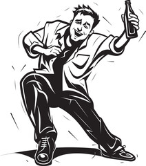 Tipsy Tenderness Drunken Man Vector Design Holding an Alcohol Bottle with Tender Affection IntoxiFriend Vector Graphics Depicting the Companionship Between a Drunken Man and His Alcohol Bottle