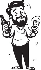 Liquor Love Vector Logo Showing a Drunken Man Professing Love to His Beloved Alcohol Bottle Alcoholic Affection Vector Design Illustrating a Drunken Mans Deep Affection for His Alcohol Bottle