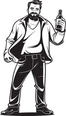 IntoxiCare Vector Graphics of a Drunken Man Cuddling an Alcohol Bottle Drunk in Love Vector Logo Featuring a Mans Inebriated Embrace of an Alcohol Bottle