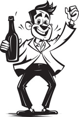 Liquor Love Vector Design with Drunken Mans Adoration for Bottle Alcoholic Affection Vector Graphics of Drunken Mans Fondness for Booze