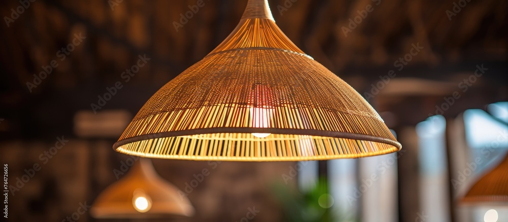 Aufkleber a light source hanging from an overhead structure in an indoor setting.