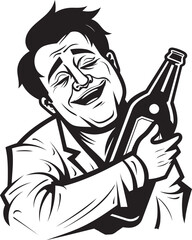 Intoxicated Inspiration Vector Design Inspiring Creativity Through a Drunken Mans Bond with His Booze Bottle Alcoholic Affection Vector Graphics Showcasing a Drunken Mans Deep Affection for His Belov