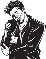 Intoxicated Inspiration Vector Graphics Inspiring Creativity Through a Drunken Mans Bond with His Booze Bottle Drunken Devotion Vector Logo Illustrating the Unwavering Devotion of a Man to His Liquor