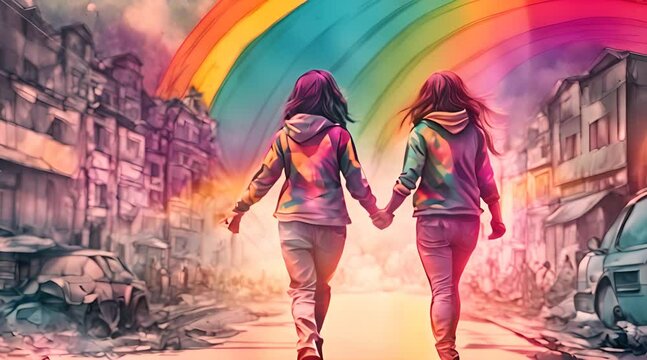 animation of LGBT concept with rainbow colors