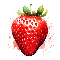 image of a strawberry with an artistic watercolour style, isolated white background сreated with Generative Ai