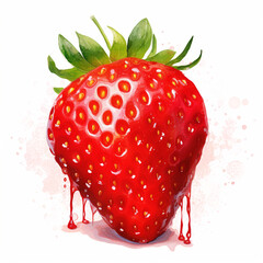 image of a strawberry with an artistic watercolour style, isolated white background сreated with Generative Ai
