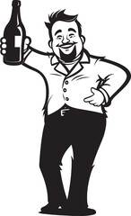 Boozy Bliss Vector Logo with a Drunken Man Blissfully Embracing His Alcohol Bottle Tipsy Tenderness Drunken Man Vector Design Holding an Alcohol Bottle with Tender Affection