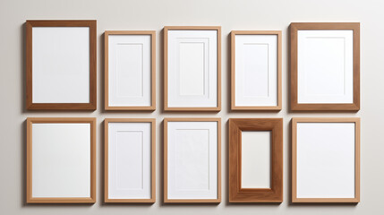 Contour, cadre décoratif en bois pour mock-up, conception et création graphique. Décoration. Arrière-plan blanc, épuré, vide.