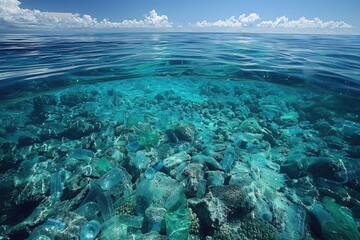 Fototapeta premium Plastic pollution from waste single use plastic professional photography