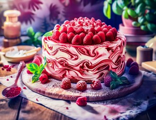 Raspberry Cream Cake - 764730855