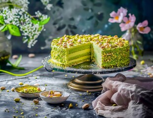 Multi-Layer Pistachio Cake - 764730857