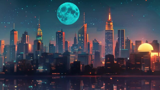 Night city skyline vector illustration