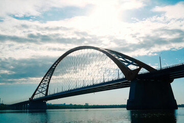 arch of the new bridge over the river. A new bridge.