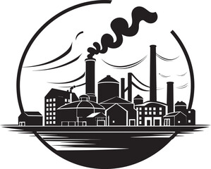 Chemical Clouds Vector Logo and Design Elements Representing Factory Pollution Industrial Decay Vector Icons and Graphics Embodying Air Pollution
