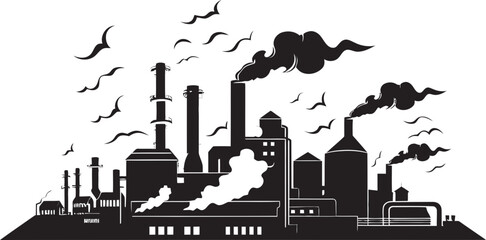 Obraz premium Toxic Outcry Vector Graphics and Icon Assortment Manufacturing Misery Factory Pollution Vector Logo Showcase