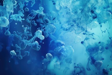 Obraz na płótnie Canvas Chemical blue abstract background, liquid with bubbles. 