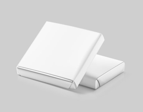 Branded chocolate squares, Neapolitan mockup for promoting business, special occasions. Vector illustration isolated on grey background. Easy to use for presentation your logo, design. EPS10.