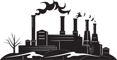 Chemical Clouds Vector Graphics and Iconography Illustrating Factory Pollution Smog City Vector Logo and Design Showcasing Air Pollution