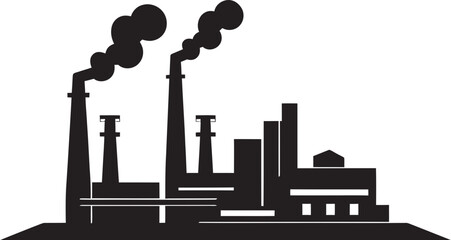 Smog City Vector Graphics and Icons Depicting Urban Air Quality Decline Factory Fumes Vector Logo and Design Embodying Factory Air Contamination