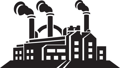 Obraz premium Toxic Industrial Landscape Vector Logo and Design Reflecting Air Contamination Factory Fallout Vector Graphics and Icons Depicting Industrial Pollution