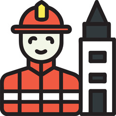 firefighter, icon colored outline