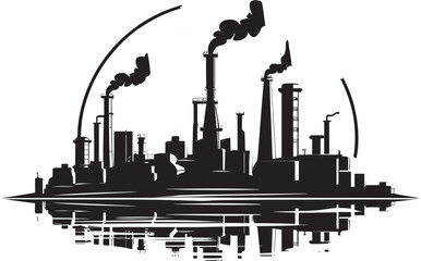 Obraz premium Emission Evolution Vector Design and Icon Ensemble Polluted Pathways Factory Air Pollution Vector Logo Compilation