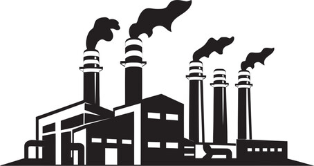 Polluted Pathways Factory Air Pollution Vector Logo Ensemble Smog Signals Vector Graphics and Icon Showcase