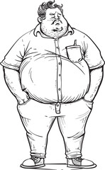 Curvy Champion Vector Graphics Depicting the Fat Man Emblem Stout Savior Vector Logo and Design with the Fat Man Illustration