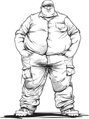 Plump Paragon Vector Graphics Illustrating the Fat Man Icon Rotund Rescuer Vector Logo and Design with the Fat Man Emblem