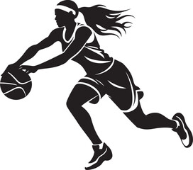 Basket Basher Vector Logo and Design Illustrating a Female Basketball Player Dunking Slam Dunk Siren Vector Icon Depicting a Female Basketball Players Slam Dunk
