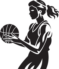 Rim Rattling Queen Vector Illustration of a Female Basketball Player Executing a Dunk Basket Basher Vector Logo and Design Illustrating a Female Basketball Player Dunking